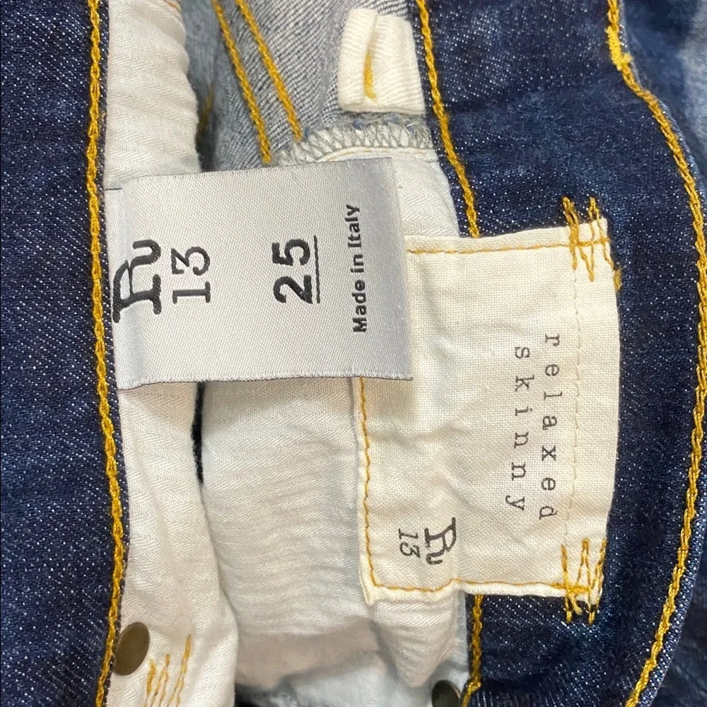 R13 Relaxed Skinny Jeans Blue Made in Italy Sz 25 Tapered Ankle - Picture 14 of 16